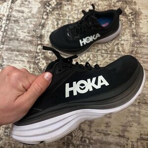 HOKA Bondi 8 Wide Women’s 7.5 Black White Running Shoes EU 39 1/3